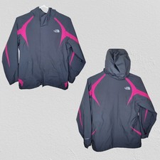 THE NORTH FACE Hyvent Shell Jacket Hooded Girl  s Gray/Pink Sz Large 14/16