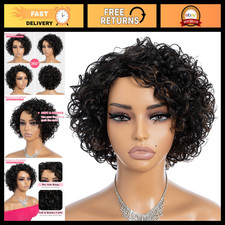 Short Curly Bob Wig for Black Women - Non Lace Glueless Brazilian Remy Hair, Hig