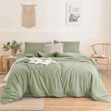King Duvet Cover Set,Sage Green 3pc 104x90 Luxury Microfiber Comforter Quilt Bed