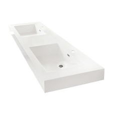 Ablitas 71.7 in. Rectangular White Composite Granite Stone Console Bathroom Sink