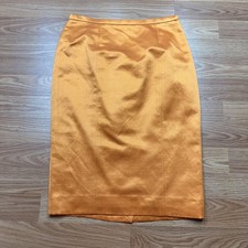 Moschino Cheap And Chic Skirt Womens 6 Orange Satin Pencil Knee Length Italy