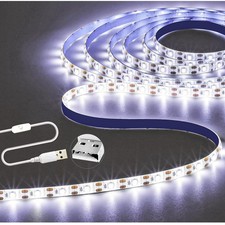 5V USB White LED Strip Lights, 6000K 9.84Ft Cuttable SMD2835 Flexible Rope Wa...