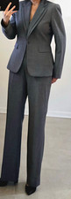 Tahari Arthur S. Levine Gray 2pc Pant Suit Set 10 Single-Breasted 2-Button