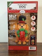 Christmas Inflatable 4ft Dog With A Wreath LED Light Up Outdoor/Indoor NEW