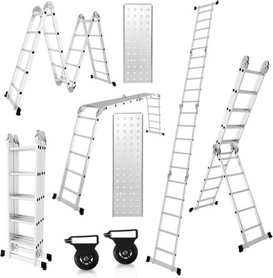Aluminium Multifunktionsleiter 582cm, 7-in-1 Klappleiter, Haushaltsleiter 150kg