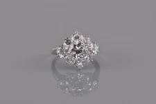 Diamonique Sterling Silver Cubic Zirconia Stepped Cluster Band Ring 925 Sz: 8