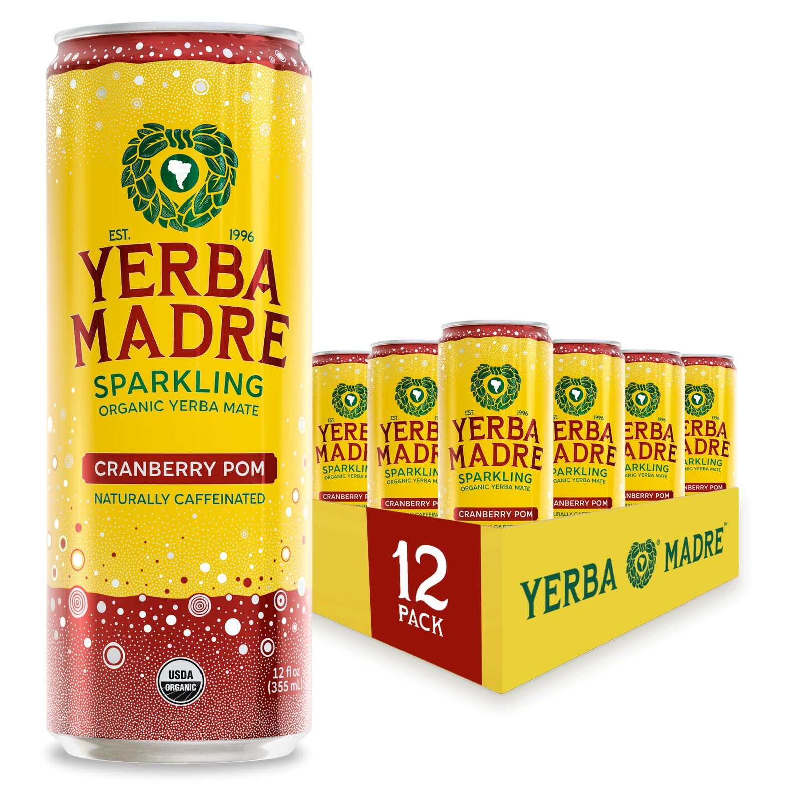 Yerba Madre Organic Sparkling Yerba Mate, Cranberry Pom, 115