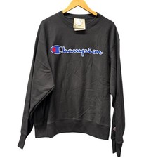 Champion Sweatshirt Mens XL Black Reverse Weave Pullover Embroidered Logo NEW