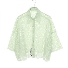 DOLCE & GABBANA Cardigan Camicia All-over Pizzo Top Cotone Verde Usato Donna #48