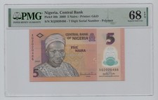 Nigeria, 2009, 5 Naira – PMG 68 (P-38b)	    Shipping  fee combined