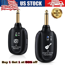 Guitar Bass WIRELESS System Transmitter Receiver Built In Rechargeable Battery