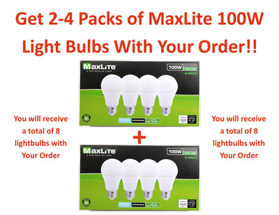 2-4 Packs MaxLite E15A19D50/4P A19 100W Daylight 5000K Dimmable LED Lightbulbs