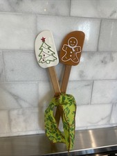 Lot Of 2 Silicone Christmas tree & Gingerbread Man Spatulas Baking Gift Holiday