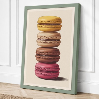 Macaron Stapel modernes Leinwandbild Wandbild Wohndeko fertig zum Aufhängen