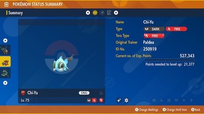 Shiny Chi-Yu aus Pokémon Scharlachrot   (100% Legit) + (Mystery Gift Event Shiny  )