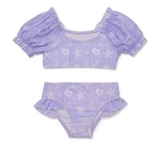 Wonder Nation Toddler Girl Puff Sleeve Bikini with UV Protection Size 4T NWT