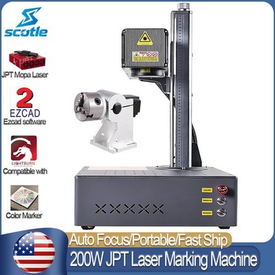 Scotle 200W JPT Mopa Auto Focus Fiber Laser Marking Marking Machine Engraving