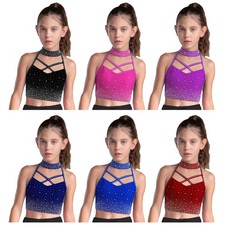 Kids Girls Vest Ballet Bra Cycling Crop Top Workout Backless Sleeveless Sports