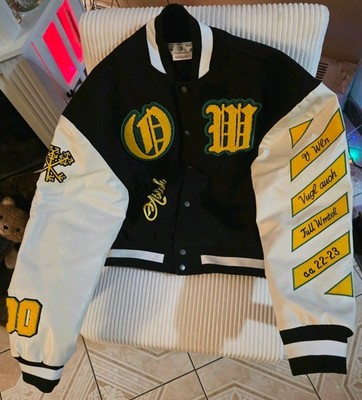 Off-White Varsity Jacket Black White Yellow Embroidered Patch