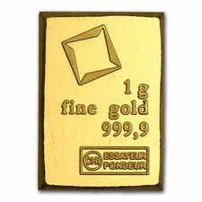 1 gram Gold Bar Valcambi Suisse .9999 Fine 5042.81 per troy oz