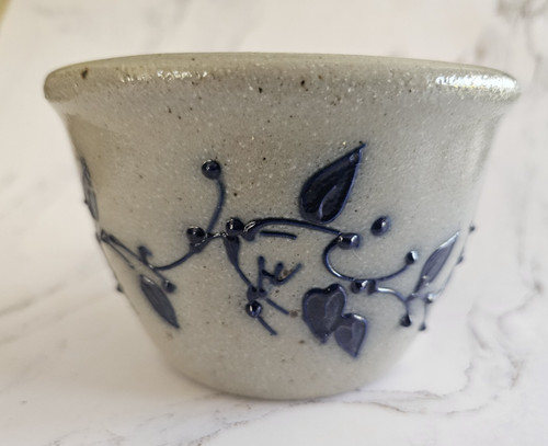 Salmon Falls Salt Glaze Blueberry Vines  4.5" Bowl  Crock  Vintage 1995