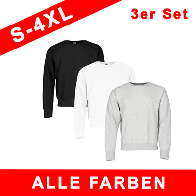 Fruit of the Loom 3er Pack Raglan Sweatshirt Herren | S-4XL | Pullover Baumwolle