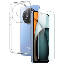 NORTHJO Transparent TPU Hülle für Xiaomi Redmi A3 4G mit Glasfolie