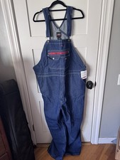 Dickies Denim Bib Overalls 2XL R Blue Workwear Dungarees Carpenter NWT Durable