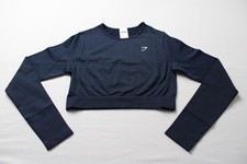 Gymshark Women's Everyday Seamless Long Sleeve Crop Top CN6 Navy Medium NWT
