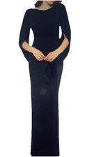 Betsy  Adam LONG JERSEY DRAPED BACK GOWN Navy Blue Gorgeous Size 12