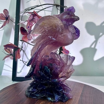 6.43LB  Handmade carving patterns and artistic sculptures of fluorite