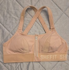Shefit Women's Ultimate Sports Bra High Impact, Adjustable Support, Small Beige