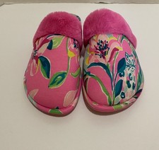 Lilly Pulitzer Colorful Plush Pink Print Slip On Clara Slippers Women's Size 7/8