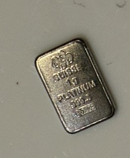Suise Platinum Bar 1 g 0.9995 Fine 1 g Total Precious Metal Content