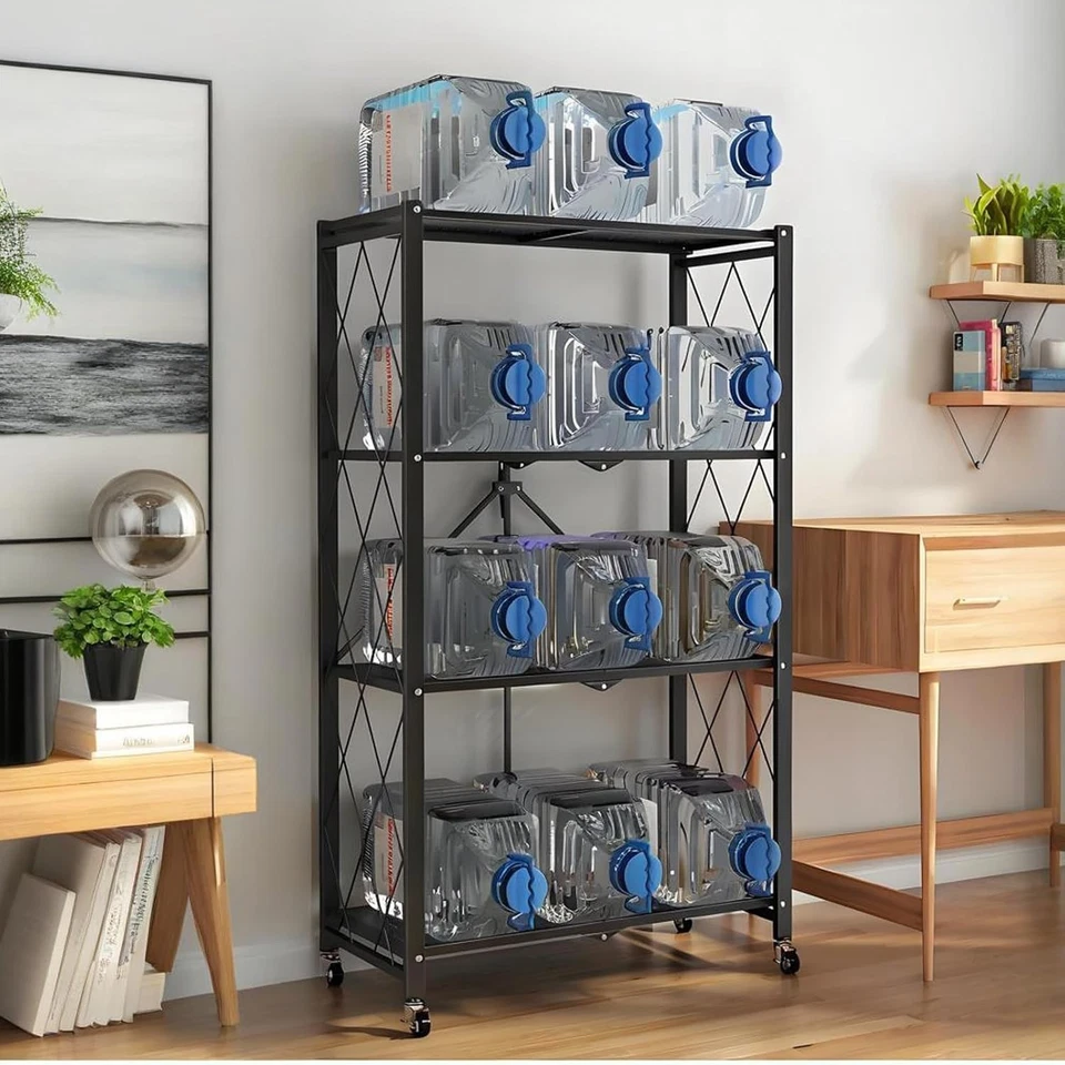 TEMZICK Folding Storage Shelves, 4 Tiers Metal Shelving Units for Microwave oven - Image 4 of 4