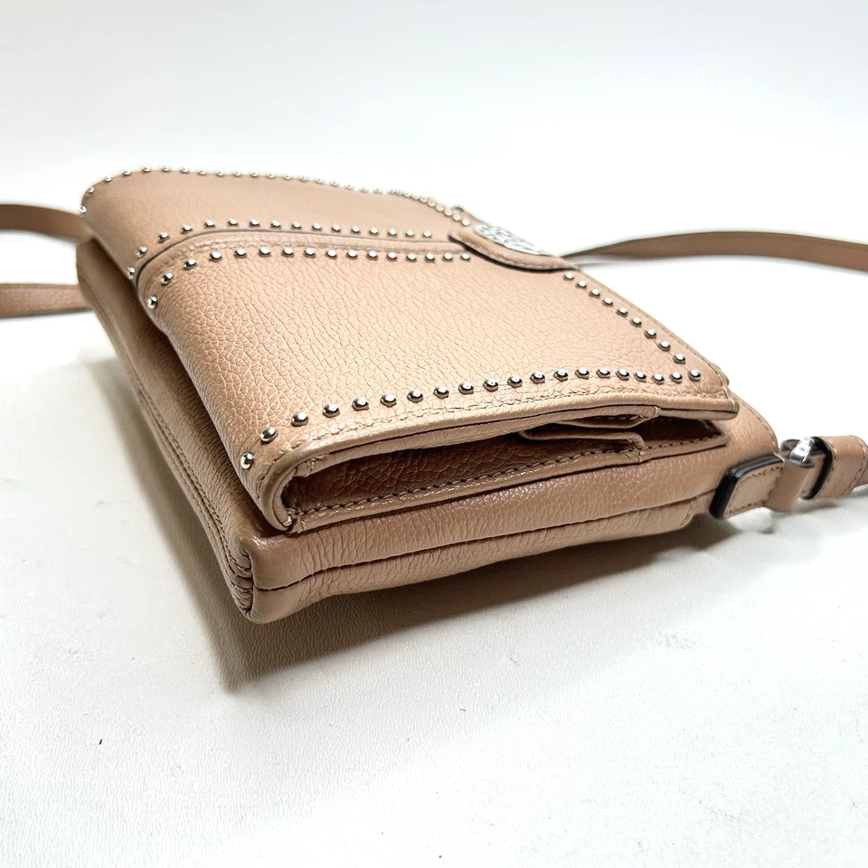 BRIGHTON Pretty Tough City Organizer ACORN Studded Leather Crossbody Bag $360 - Image 3 of 4