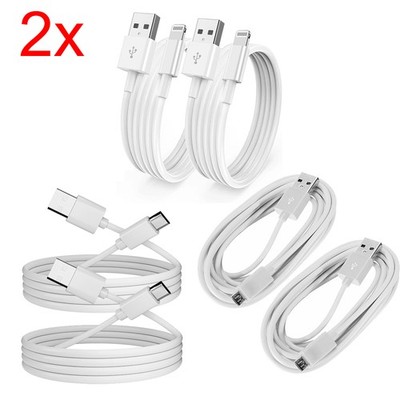 2x USB-C USB-Micro USB-iphone Data Charging Cable For Samsung Galaxy Huawei 1M