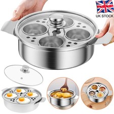 Egg Poacher Poached Egg Maker Egg Poaching Pan 4 Bowls Stainless Steel Pots