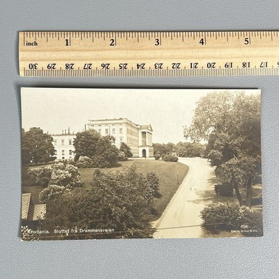 Vtg Kristiania Oslo Norway Postcard Royal Palace Slottet Drammensveien Mittet