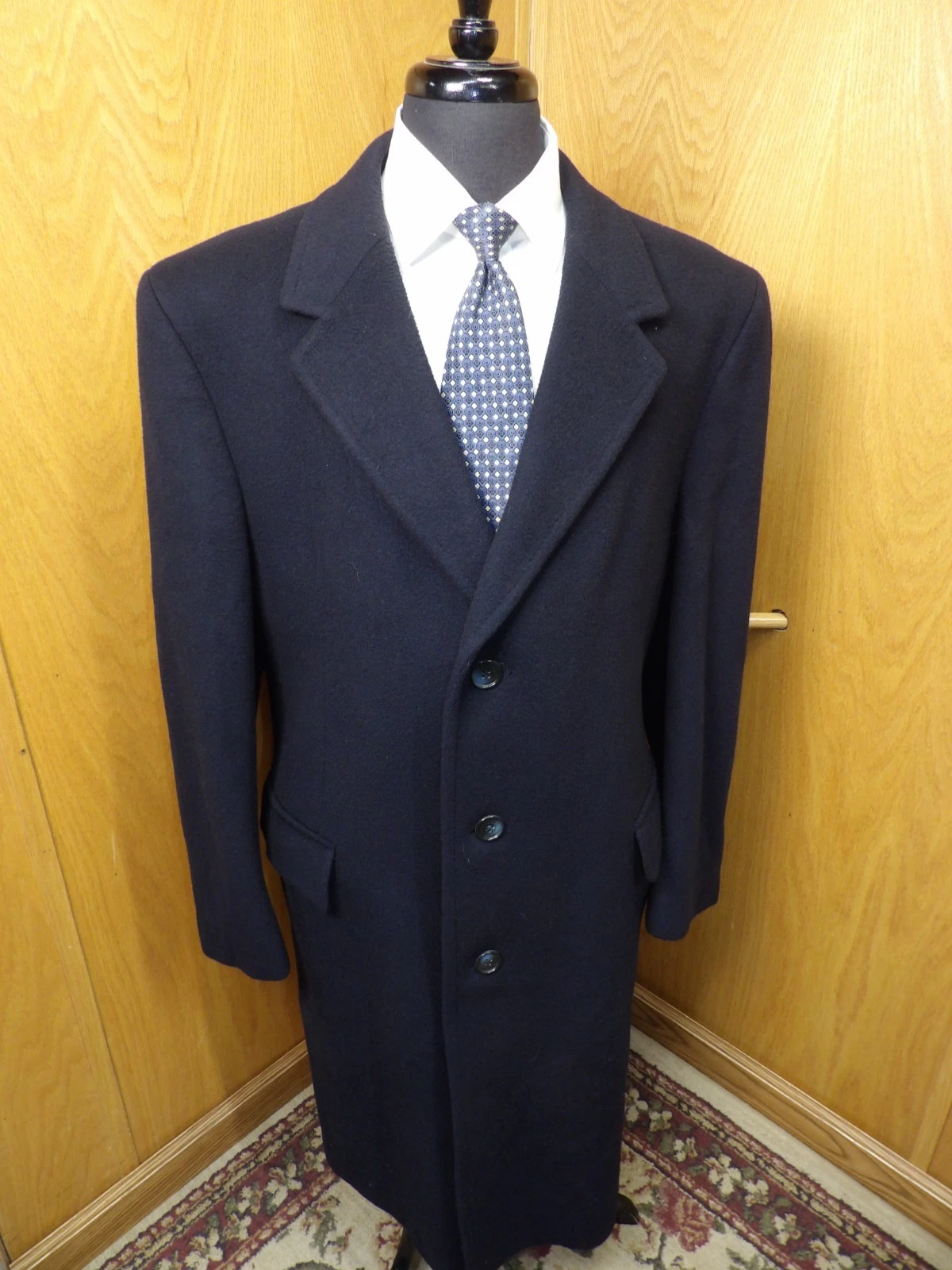 Yugoslavia Tailored Overcoat Mens 44L Navy Blue Cashmere blend C-#12 image 1