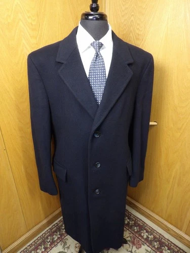 Yugoslavia Tailored Overcoat Mens 44L Navy Blue Cashmere blend C-#12 video thumbnail