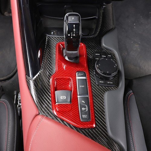 Cubierta de engranaje de control central de fibra de carbono roja para Toyota Supra 2019-2022 - Imagen 5 de 11