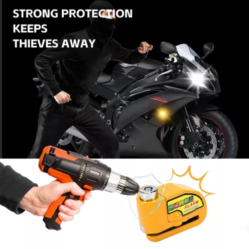 Motorcycle Alarm Disc Lock Motor Bike Brake Security Electric Rotor Bicycle Lock - Picture 4 of 12