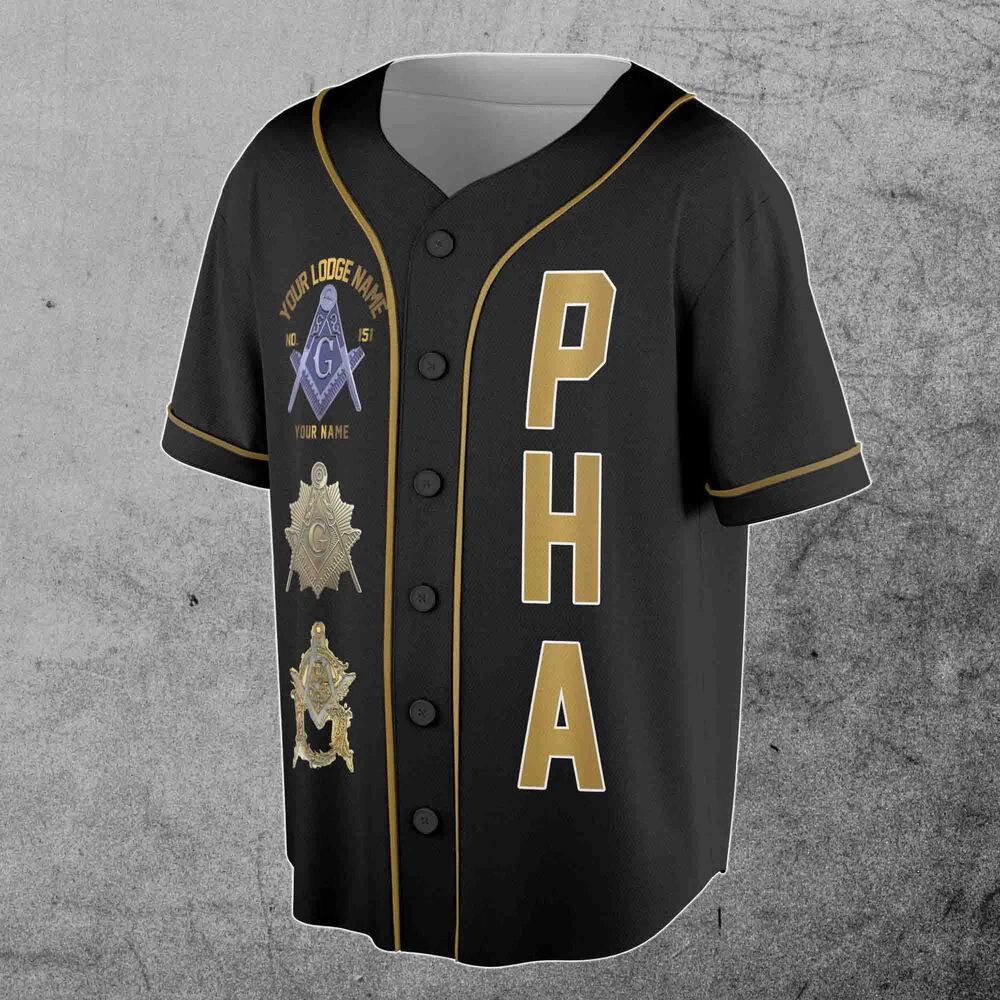 Custom Masonic Lodge PHA Freemason Infinite Wisdom F&AM 3D Baseball Jersey
