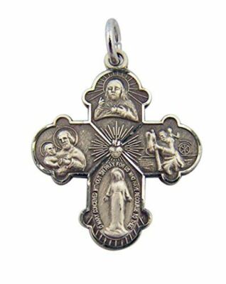 HMHInc Sterling Silver Four 4-Way Medal Pendant with Sacred Heart ...