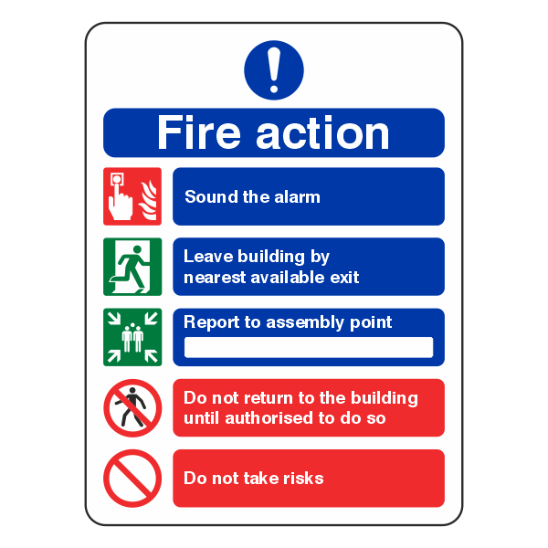Fire Action Notice Sign - Do Not Take Risks - 300x400mm - 1mm Rigid Plastic