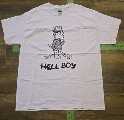 Gildan Hell Boy Bart Graphic T-shirt Size Large Pink NWOT 