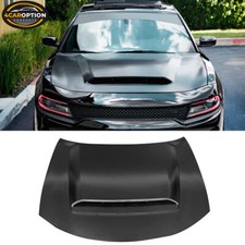 Fits 15-23 Charger Demon Style Front Bumper Hood Scoop W Vent Black Aluminum