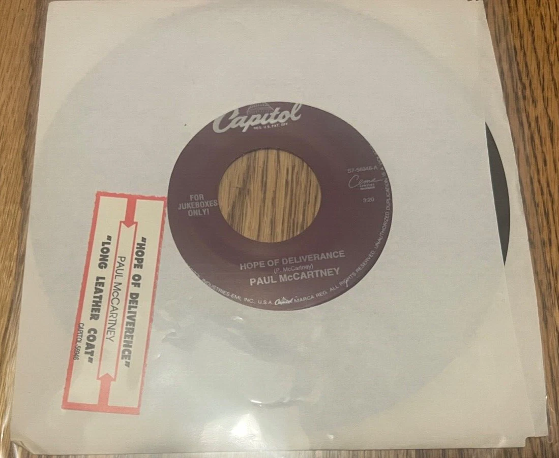 PAUL MCCARTNEY HOPE OF DELIVERANCE JUKEBOX SINGLE 45 7