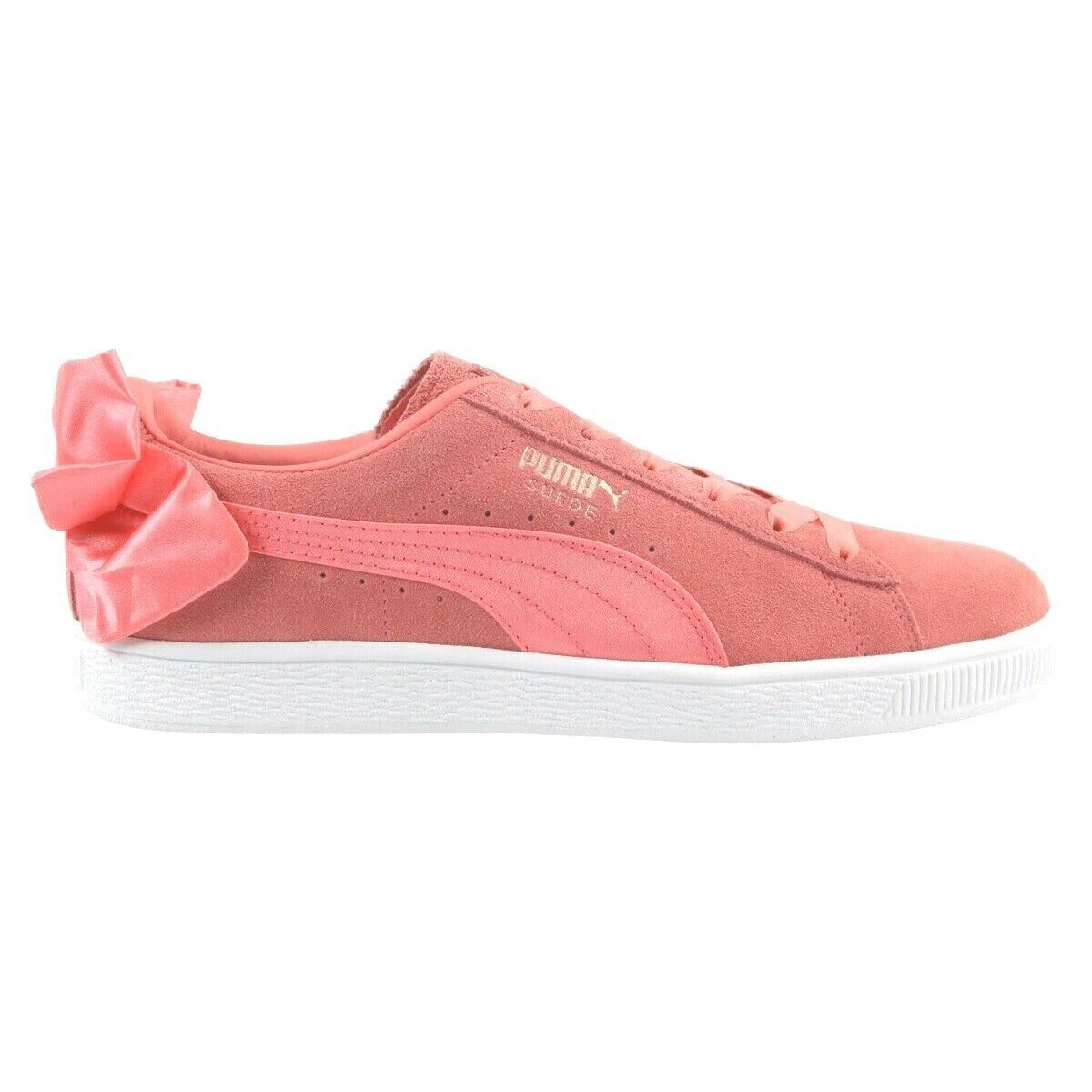 Puma Suede Bow Shell Pink White Womens Size 6 Casual Sneakers